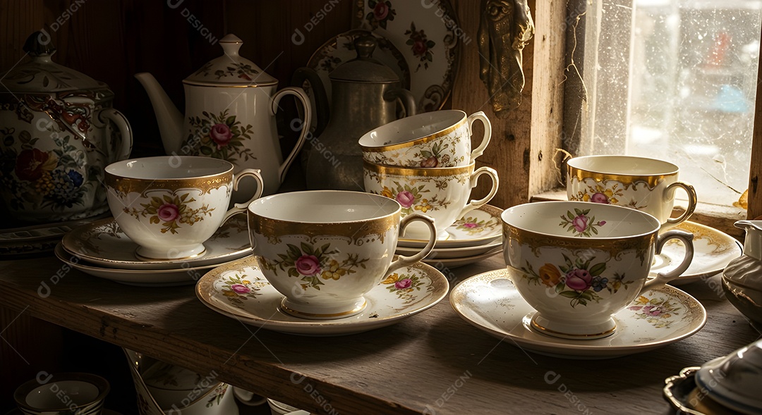 Xícaras em uma mesa