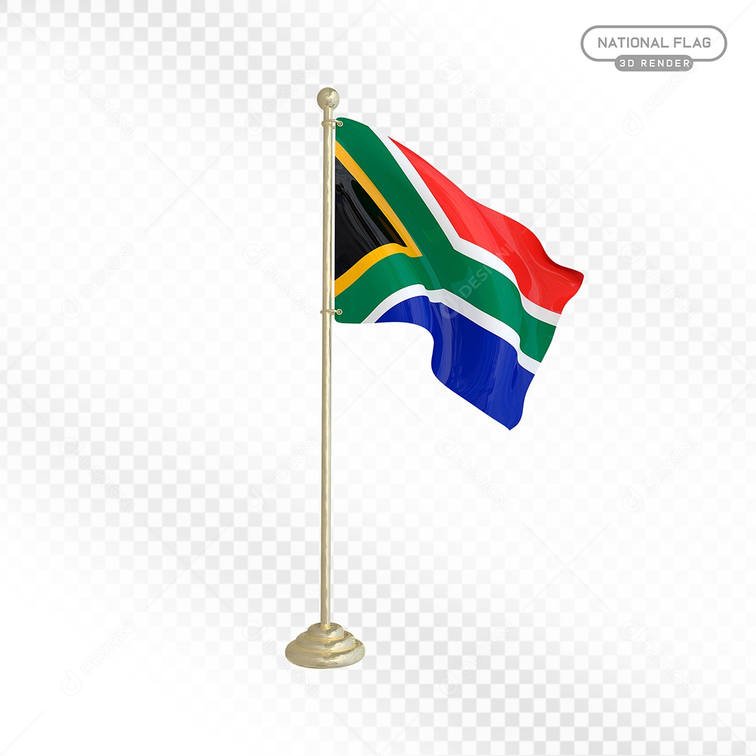 Elemento 3D Bandeira da África do Sul para Composição PSD