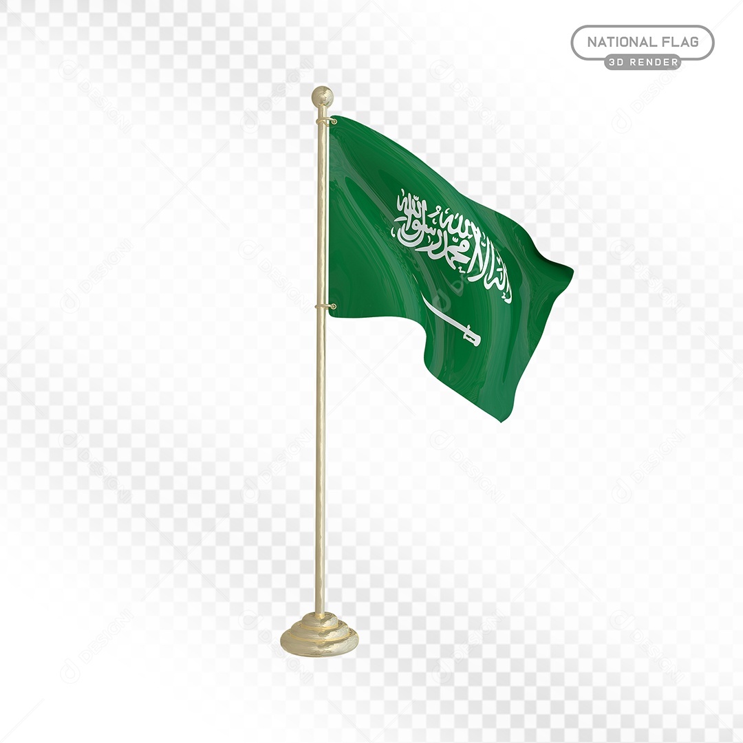 Elemento 3D Bandeira da Arábia Saudita para Composição PSD