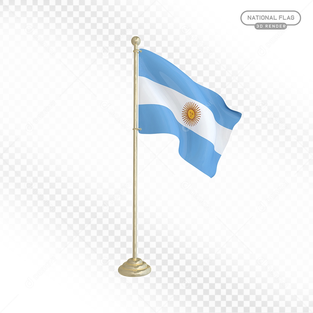 Elemento 3D Bandeira da Argentina para Composição PSD