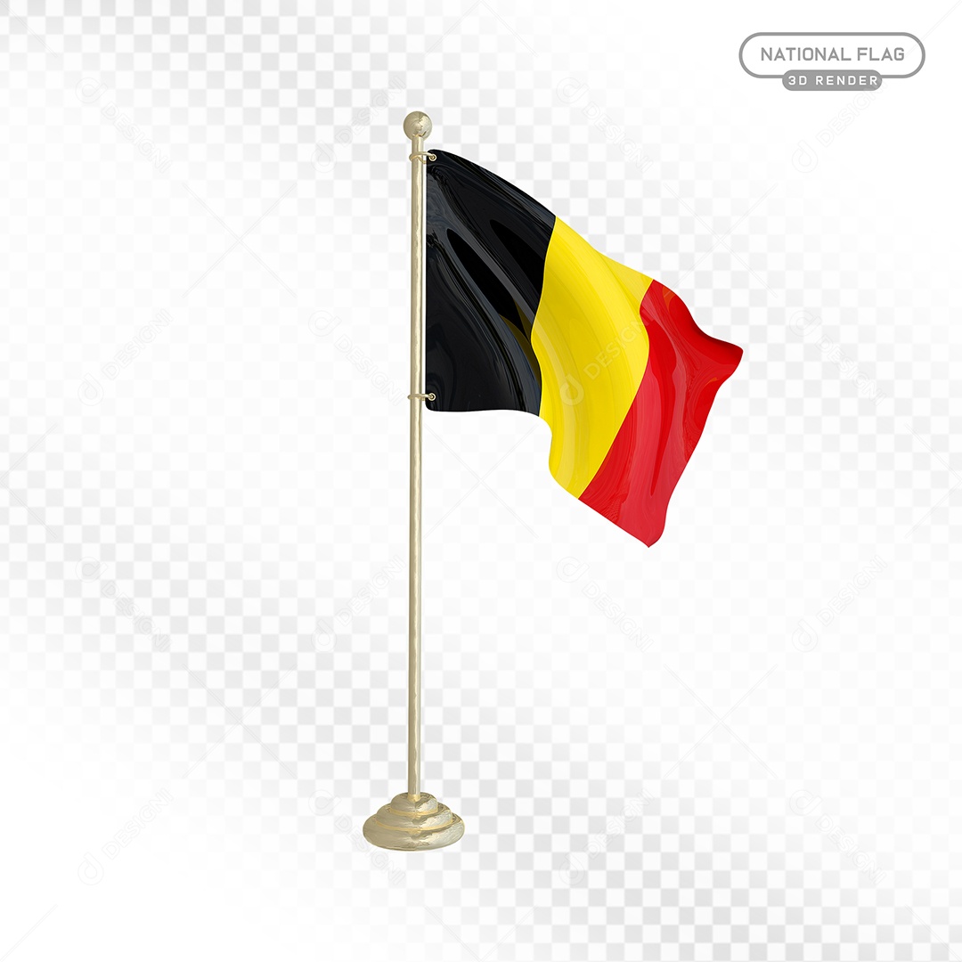 Elemento 3D Bandeira da Bélgica para Composição PSD