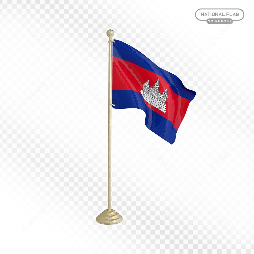 Elemento 3D Bandeira da Camboja para Composição PSD