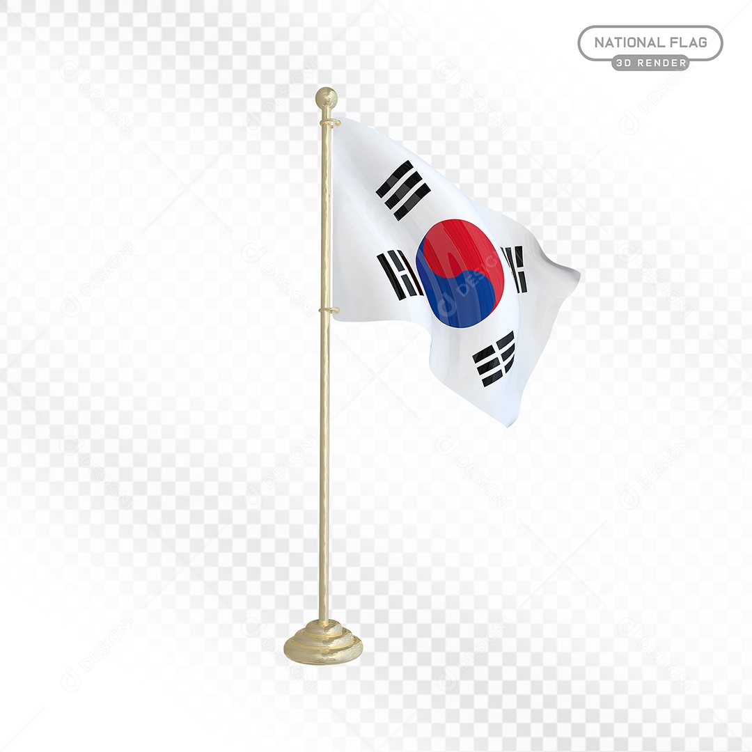 Elemento 3D Bandeira da Coreia do Sul para Composição PSD