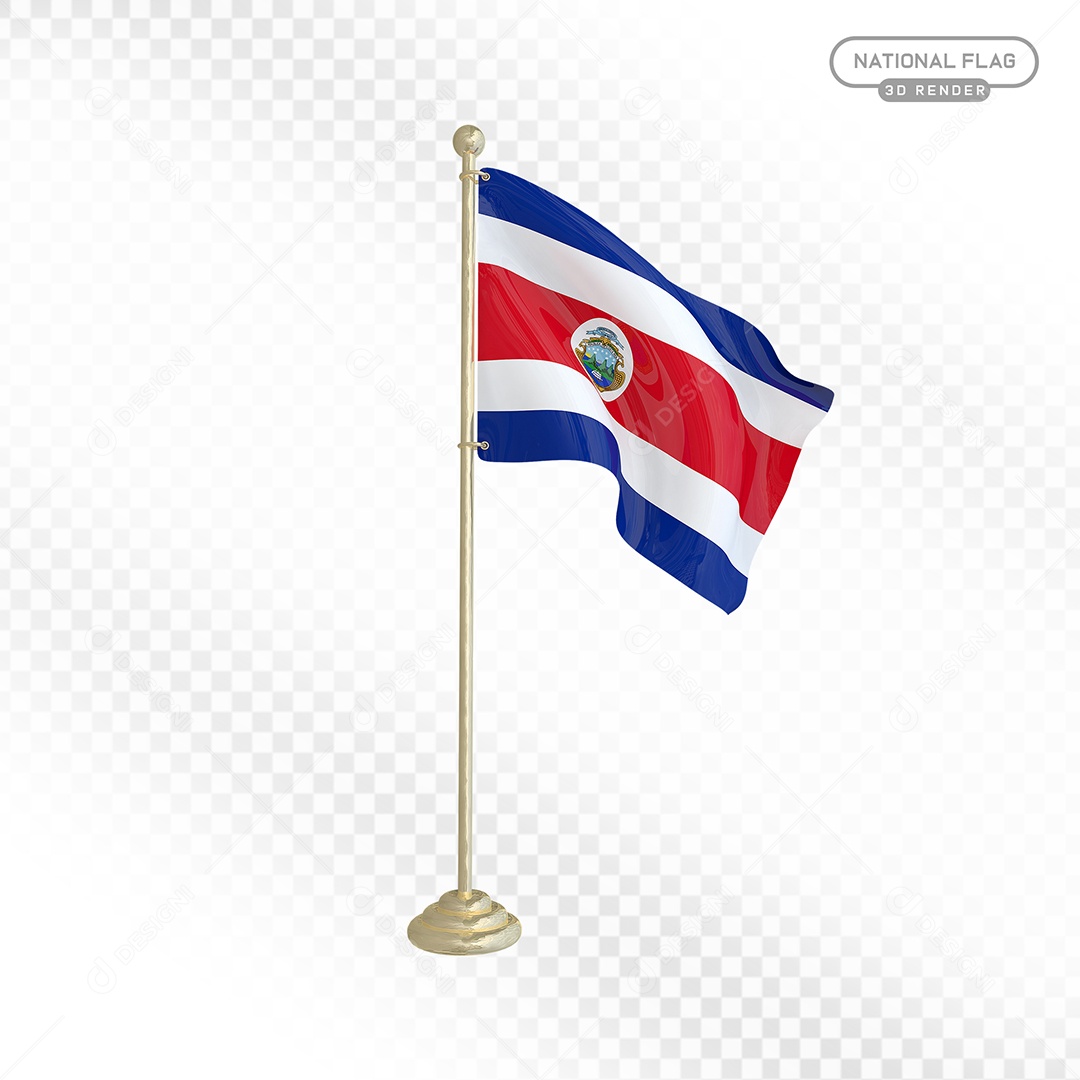 Elemento 3D Bandeira da Costa Rica para Composição PSD