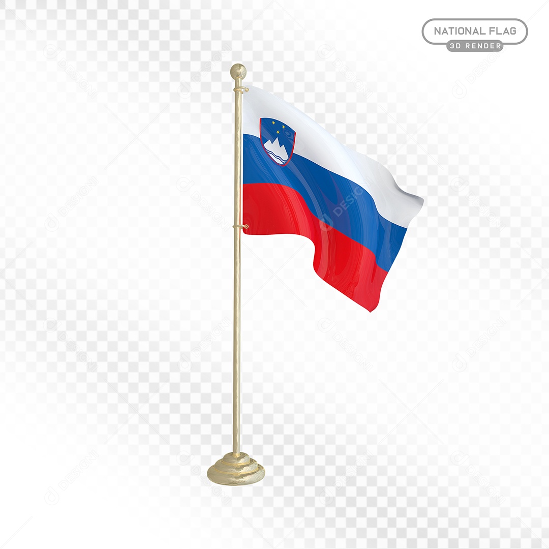 Elemento 3D Bandeira da Eslovênia para Composição PSD