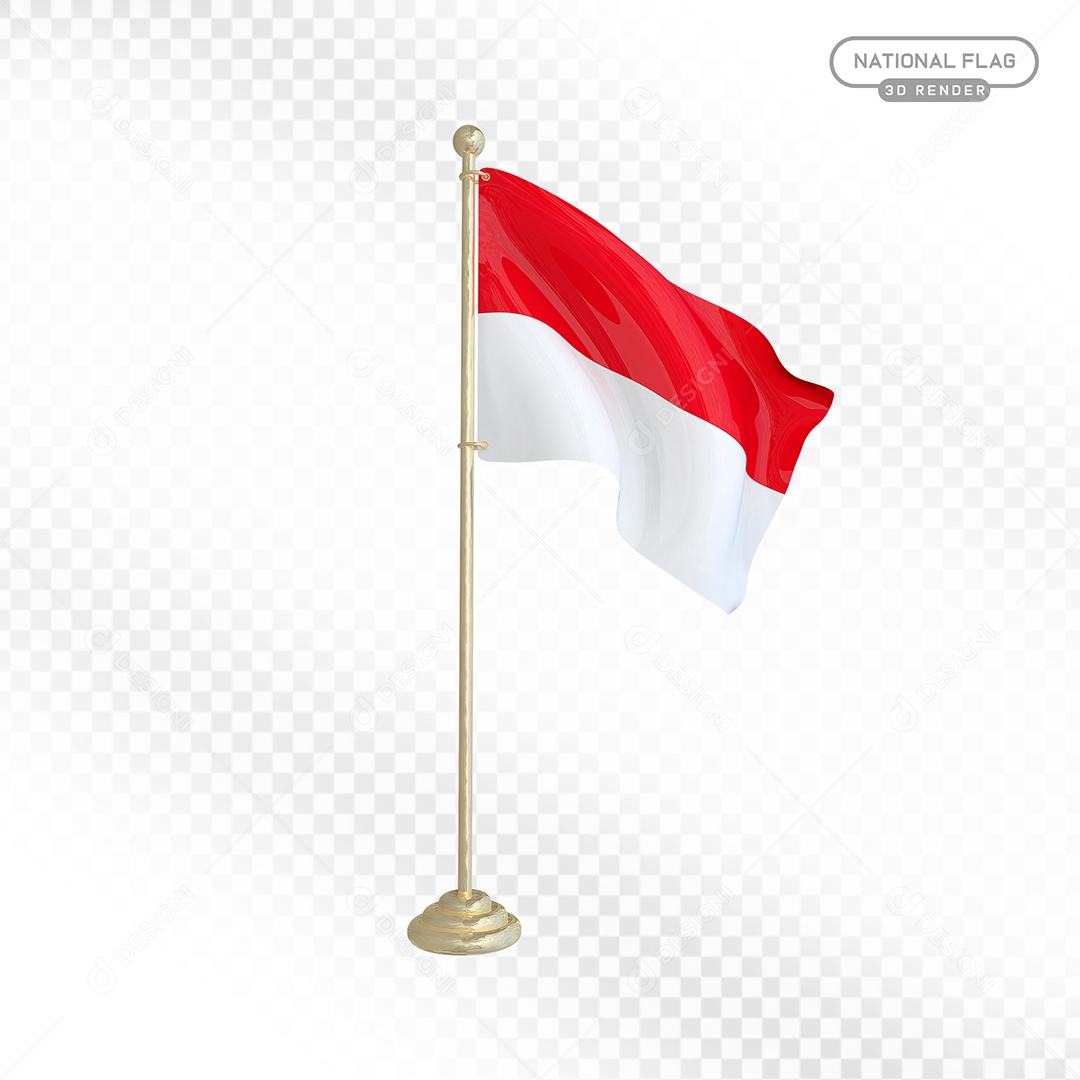 Elemento 3D Bandeira da Indonésia para Composição PSD