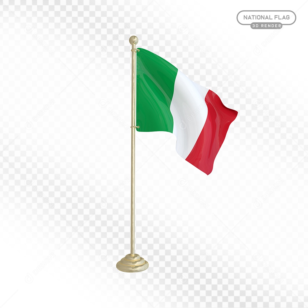 Elemento 3D Bandeira da Itália para Composição PSD