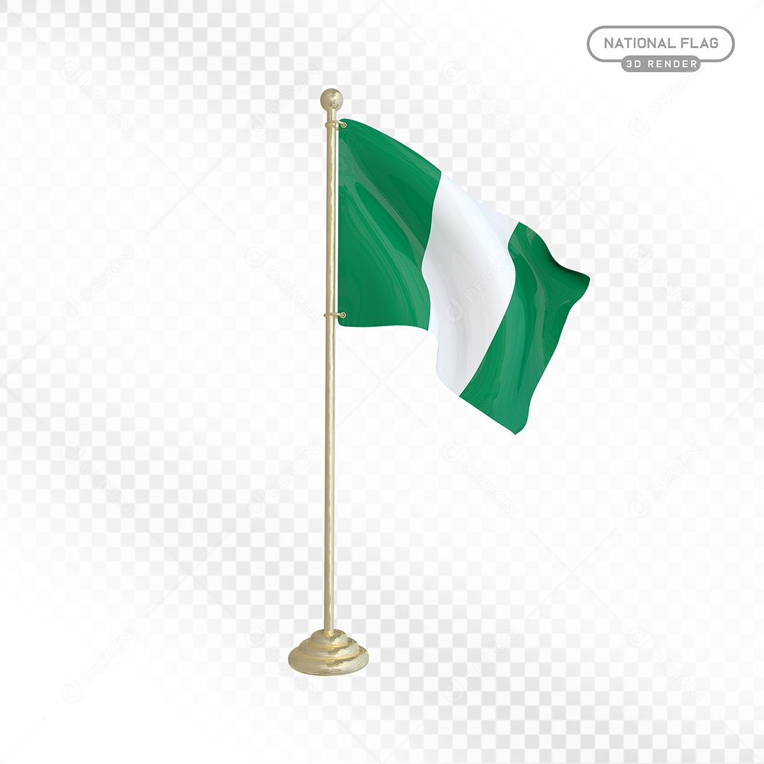 Elemento 3D Bandeira da Nigéria para Composição PSD