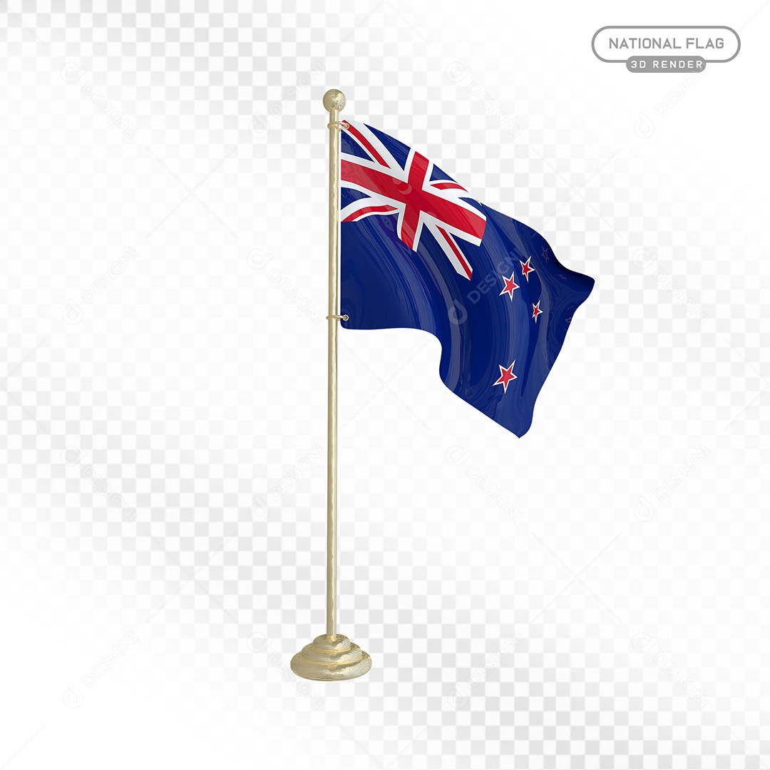 Elemento 3D Bandeira da Nova Zelãndia para Composição PSD