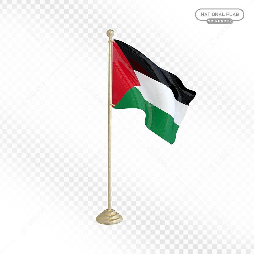 Elemento 3D Bandeira da Palestina para Composição PSD