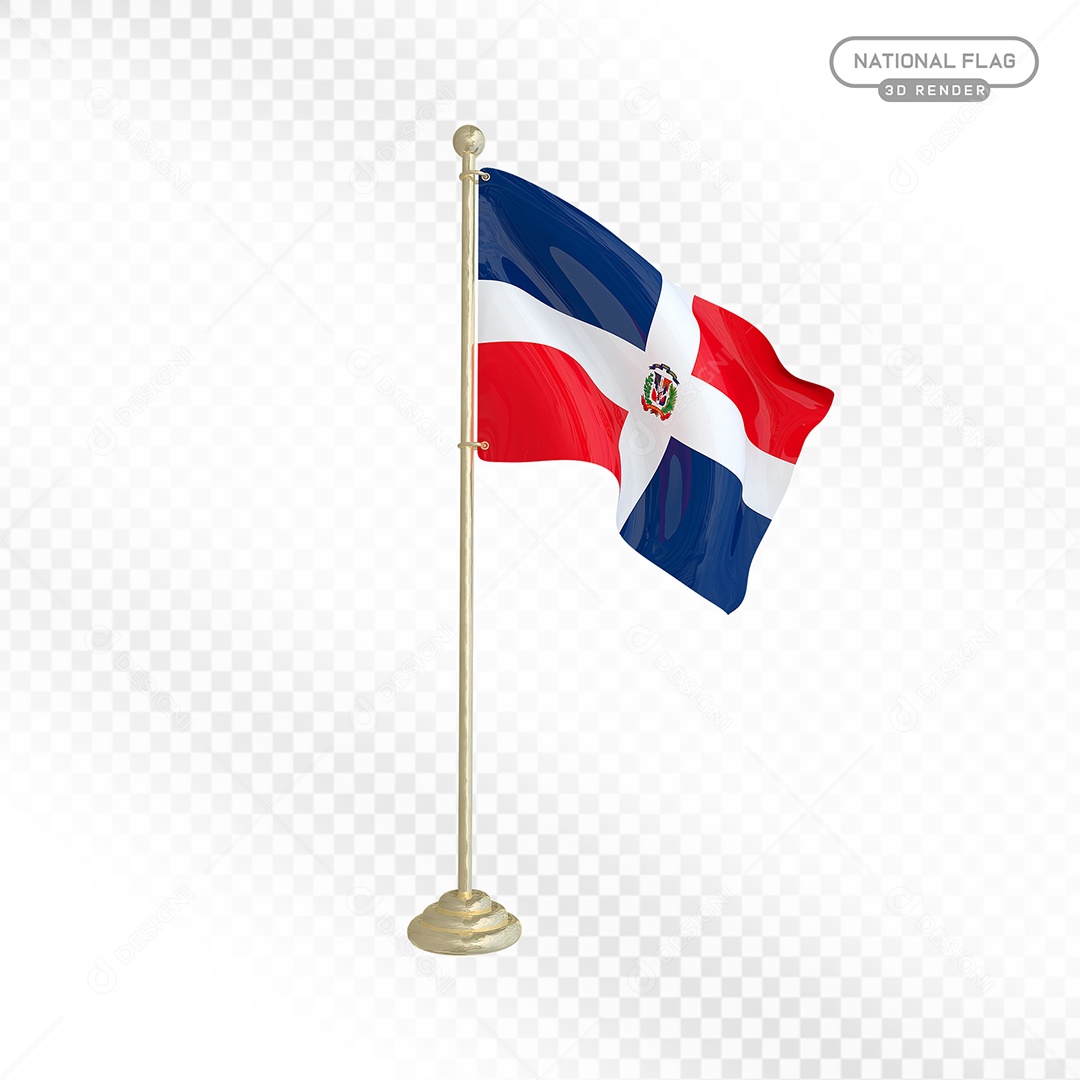 Elemento 3D Bandeira da República Dominicana para Composição PSD