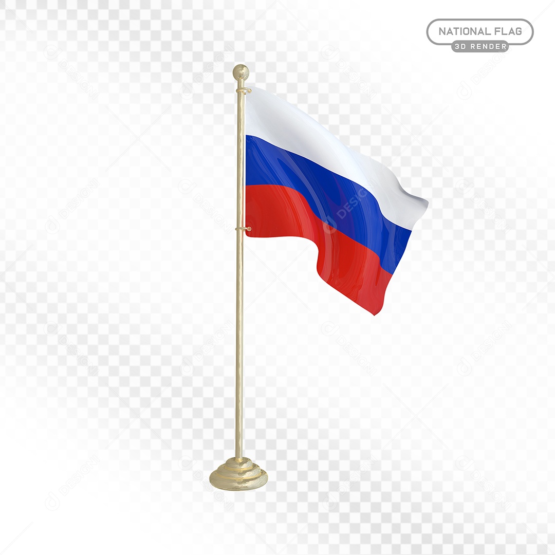 Elemento 3D Bandeira da Rússia para Composição PSD