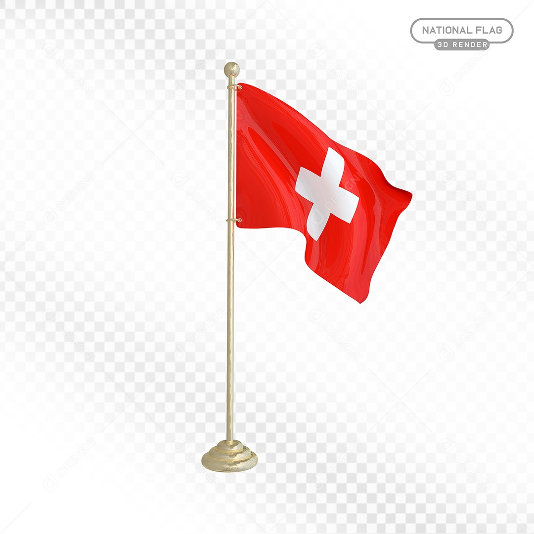 Elemento 3D Bandeira da Suíça para Composição PSD