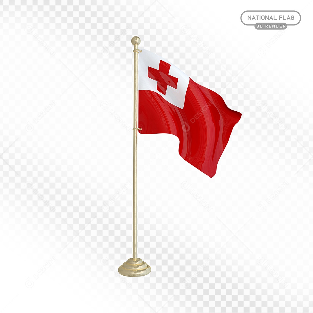 Elemento 3D Bandeira da Tonga para Composição PSD