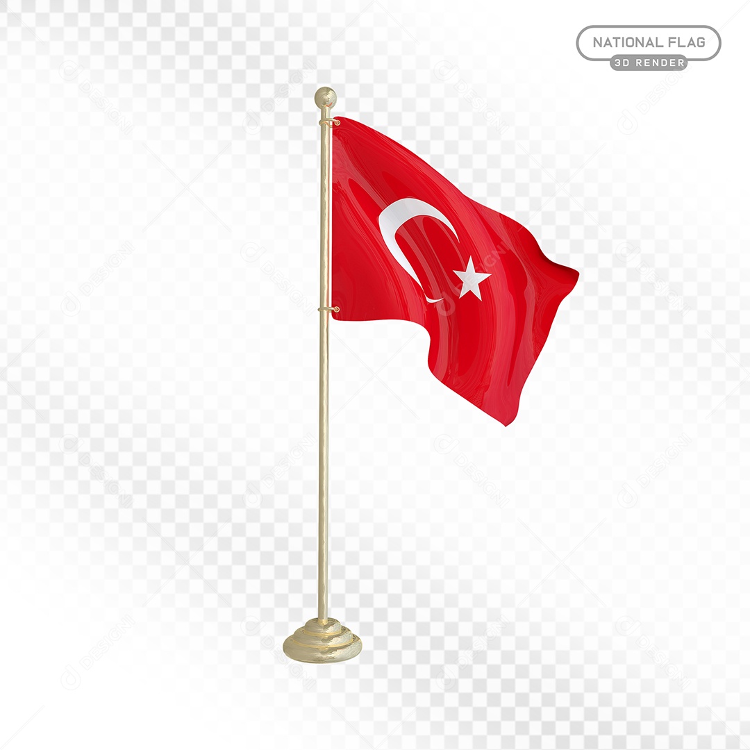 Elemento 3D Bandeira da Turquia para Composição PSD