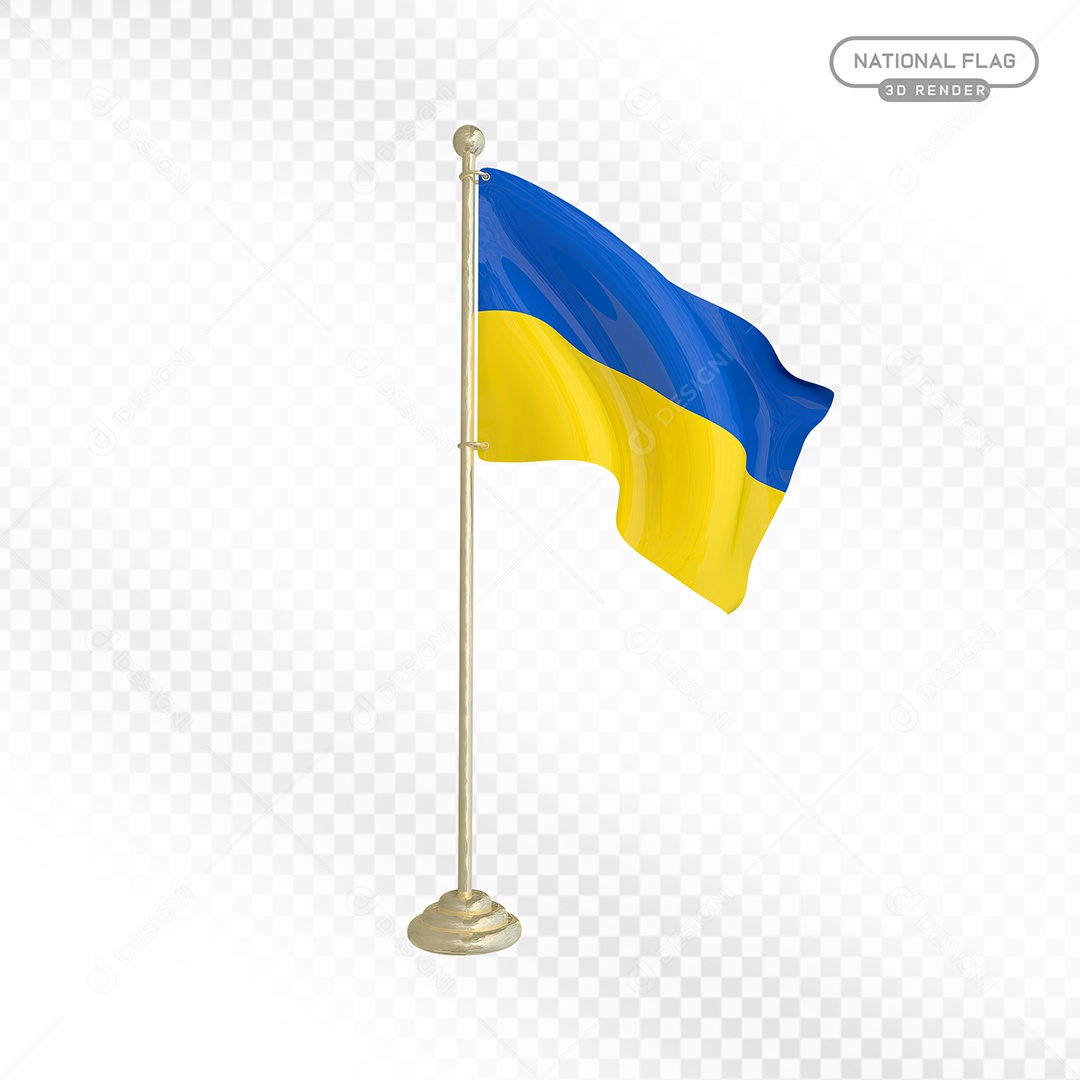Elemento 3D Bandeira da Ucrânia para Composição PSD