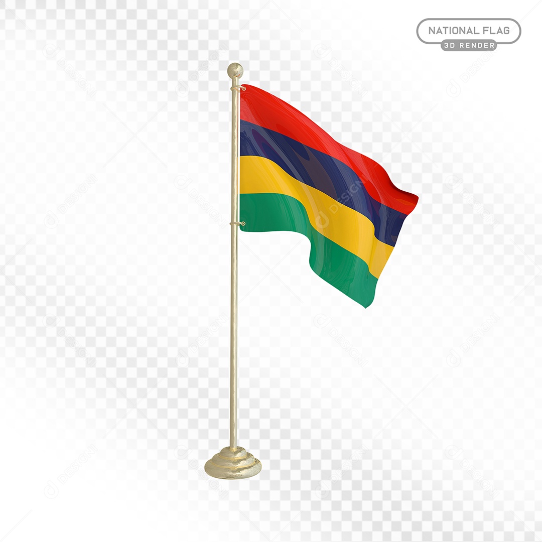 Elemento 3D Bandeira das Ilhas Maurícias para Composição PSD