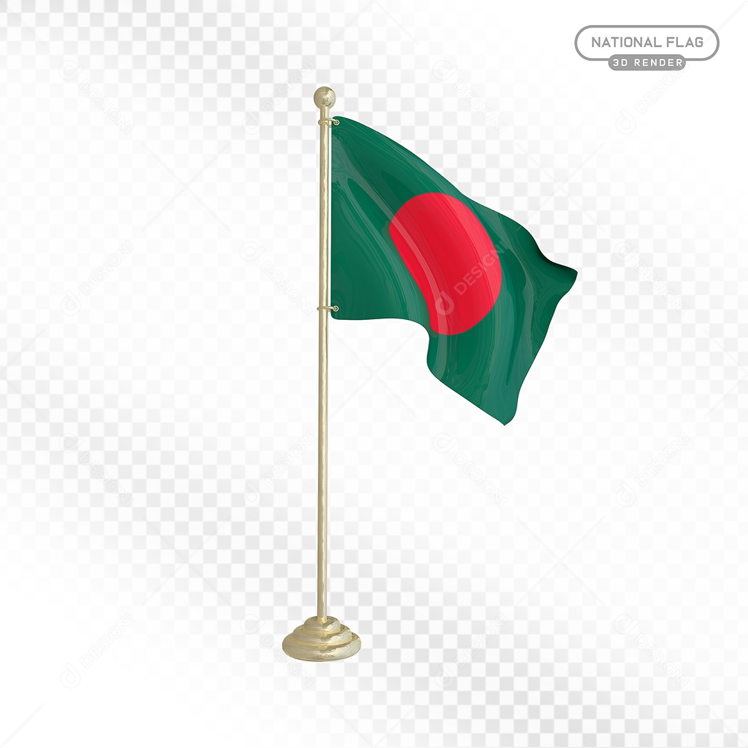 Elemento 3D Bandeira de Bangladesh para Composição PSD