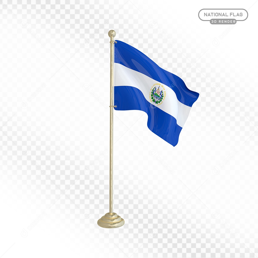 Elemento 3D Bandeira de El Salvador para Composição PSD