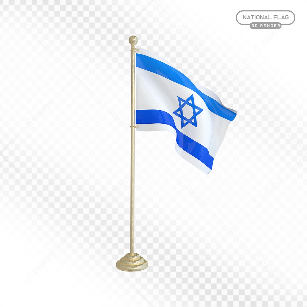 Elemento 3D Bandeira de Israel para Composição PSD