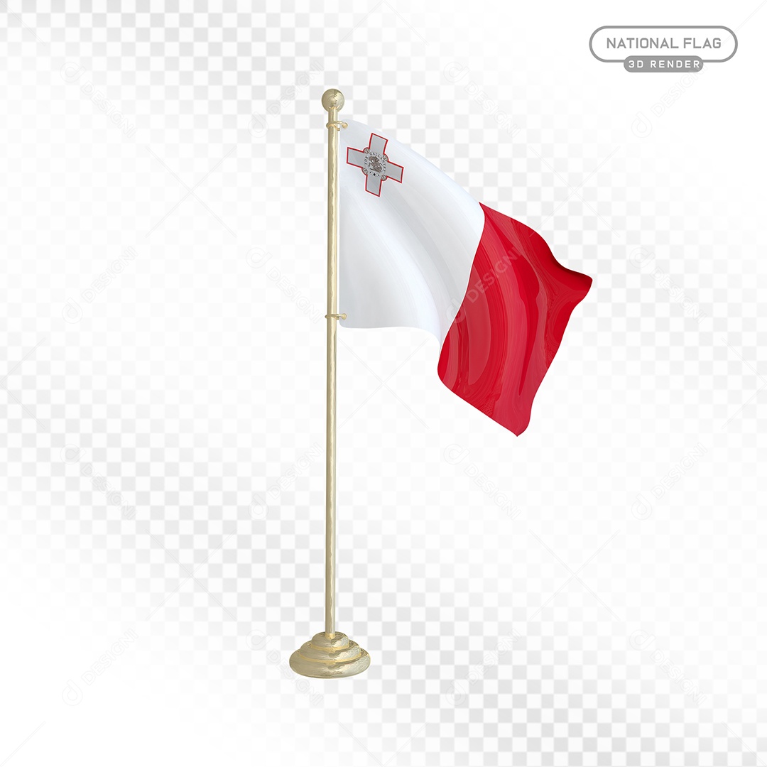Elemento 3D Bandeira de Malta para Composição PSD