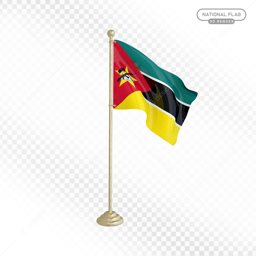 Elemento 3D Bandeira de Moçambique para Composição PSD