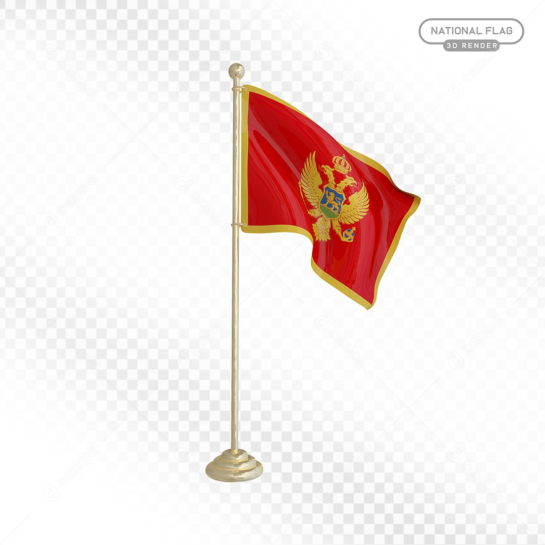 Elemento 3D Bandeira de Montenegro para Composição PSD