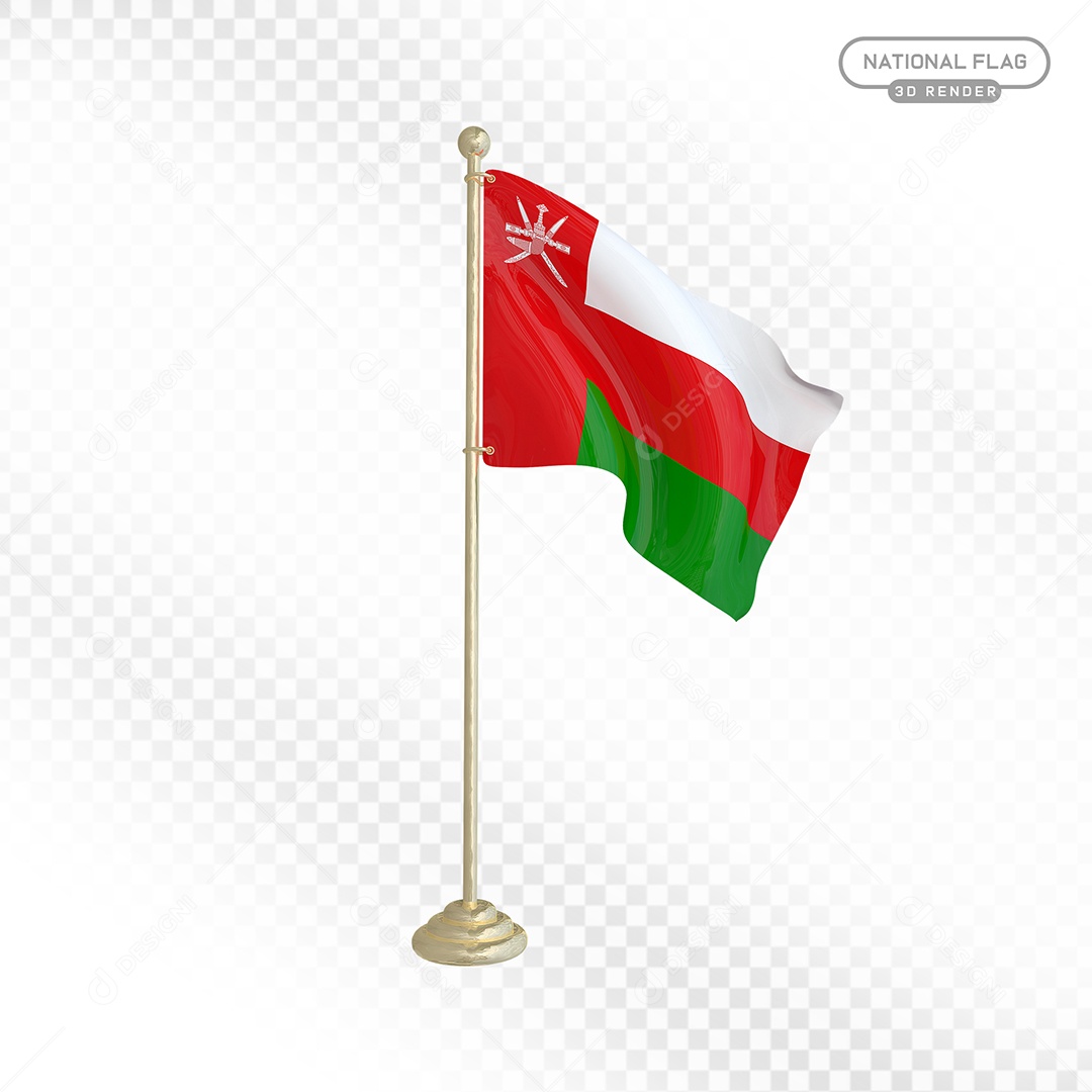 Elemento 3D Bandeira de Omã para Composição PSD