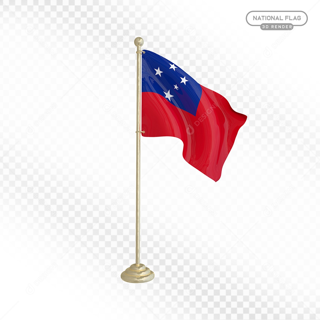 Elemento 3D Bandeira de Samoa para Composição PSD