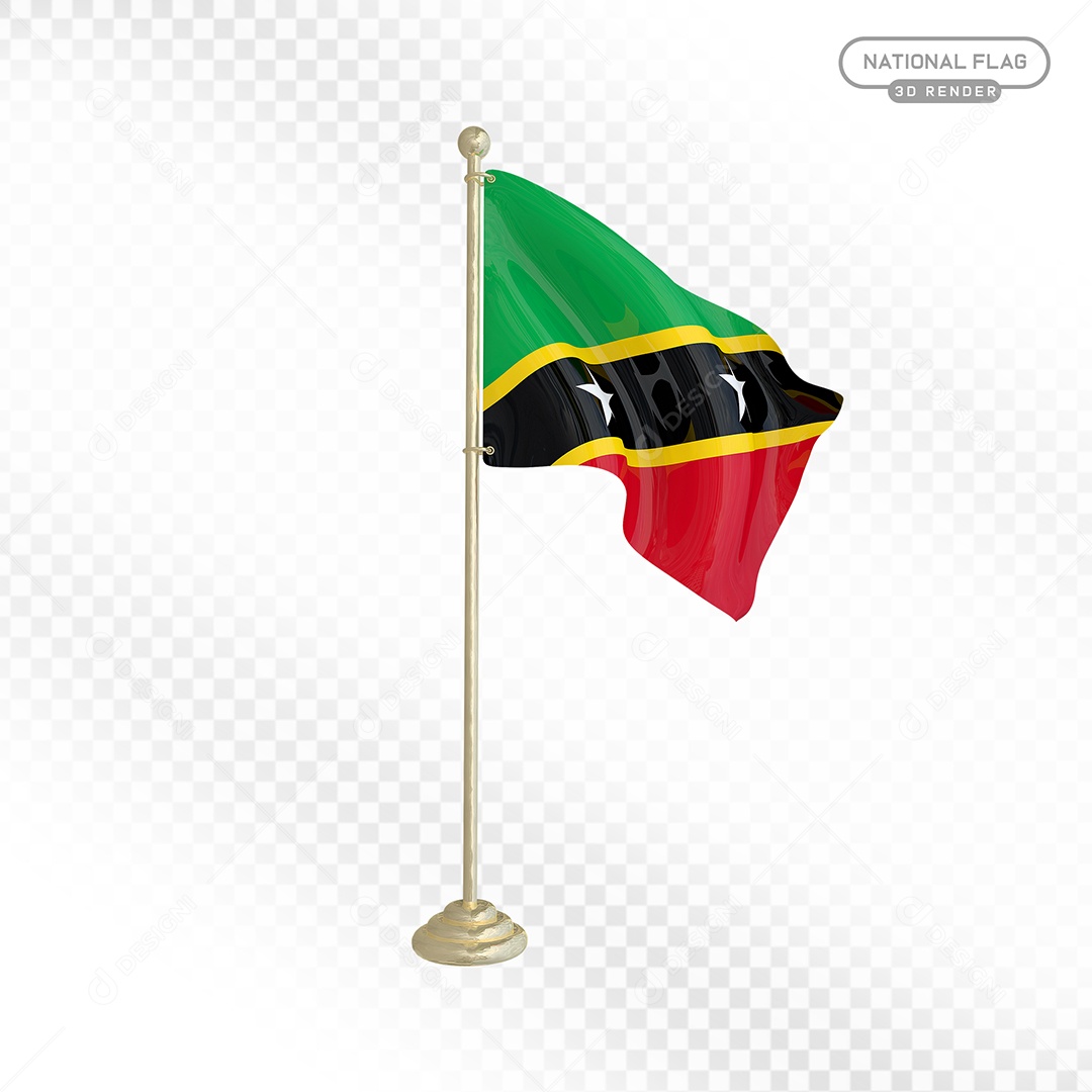 Elemento 3D Bandeira de São Cristóvão e Neves para Composição PSD