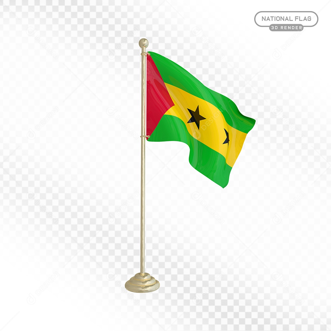 Elemento 3D Bandeira de São Tomé e Príncipe para Composição PSD