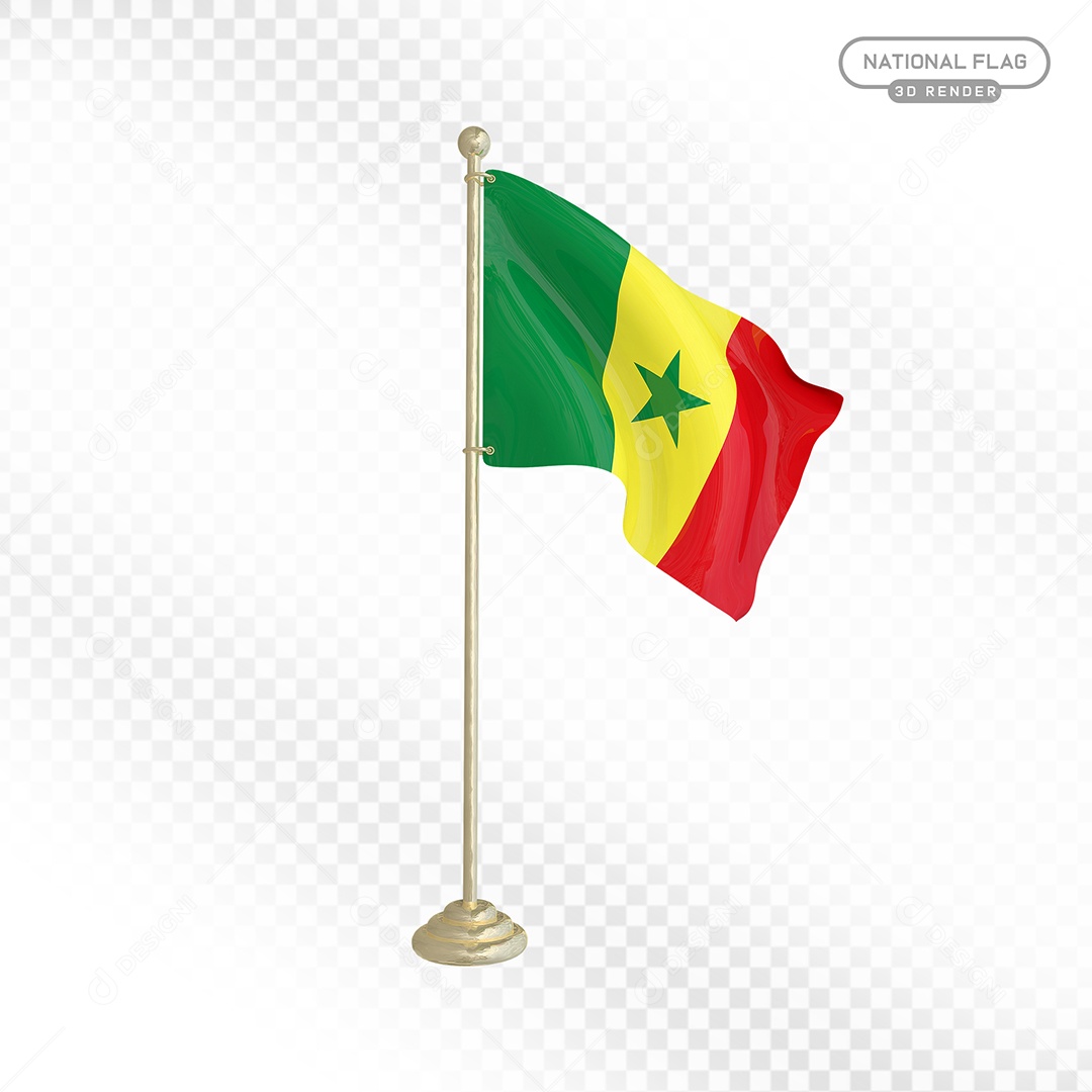 Elemento 3D Bandeira de Senegal para Composição PSD