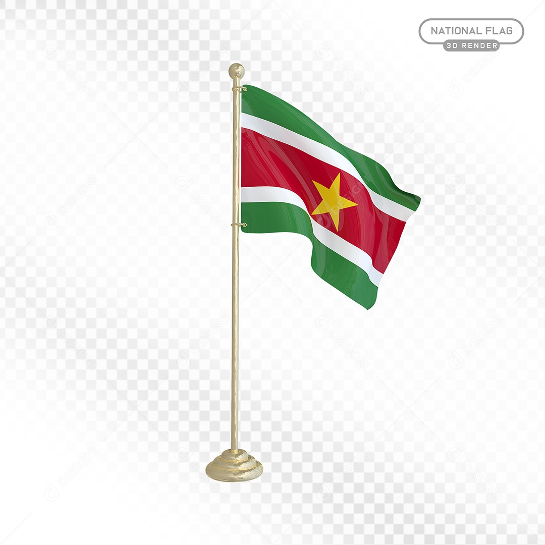 Elemento 3D Bandeira de Suriname para Composição PSD