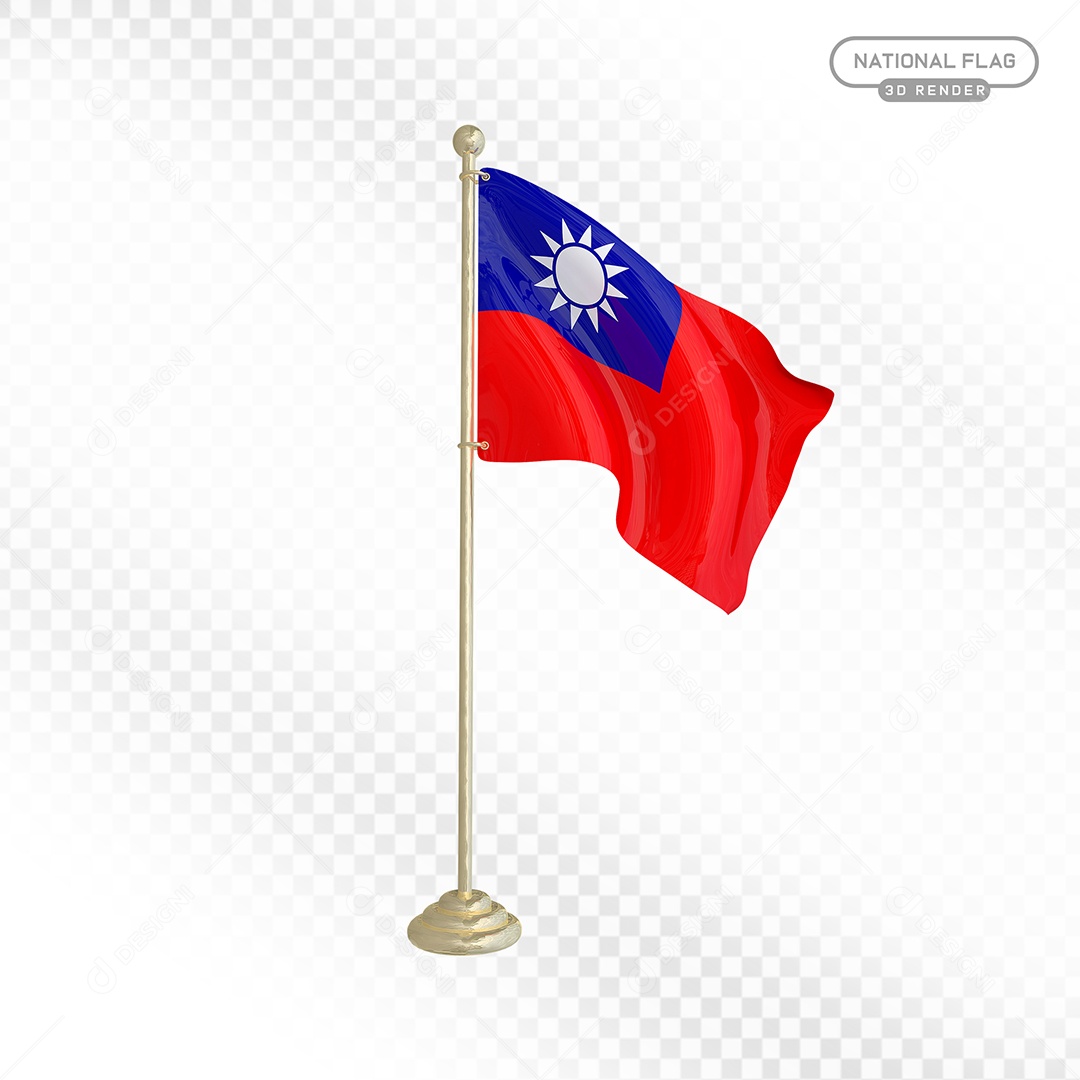 Elemento 3D Bandeira de Taiwan para Composição PSD
