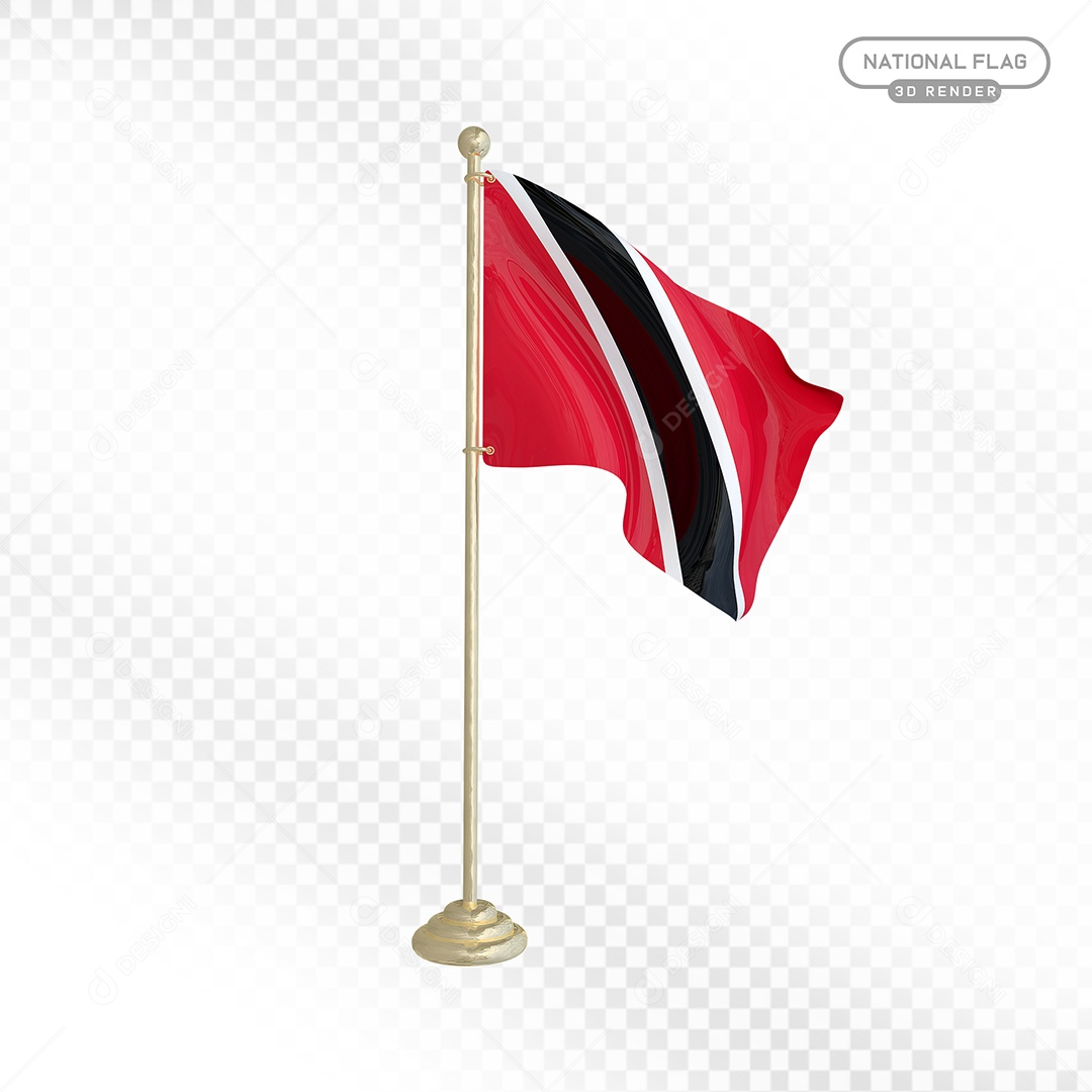 Elemento 3D Bandeira de Trinidad e Tobago para Composição PSD