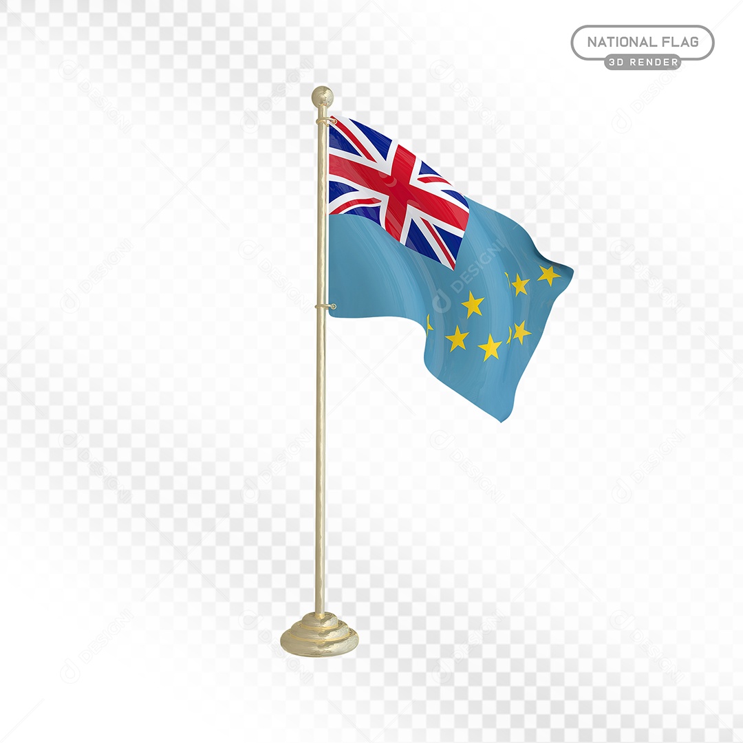 Elemento 3D Bandeira de Tuvalu para Composição PSD