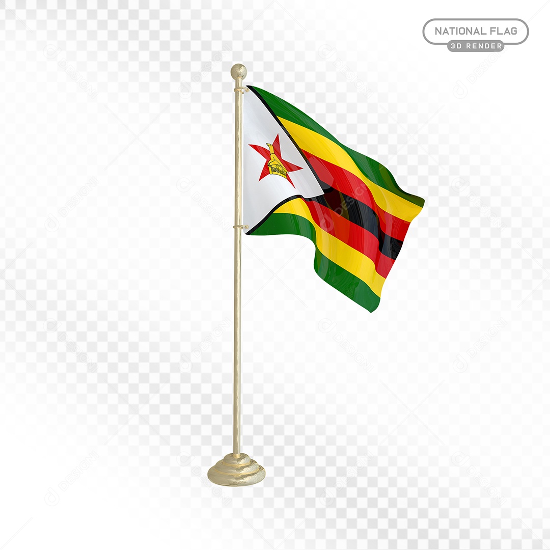 Elemento 3D Bandeira de Zimbábue para Composição PSD