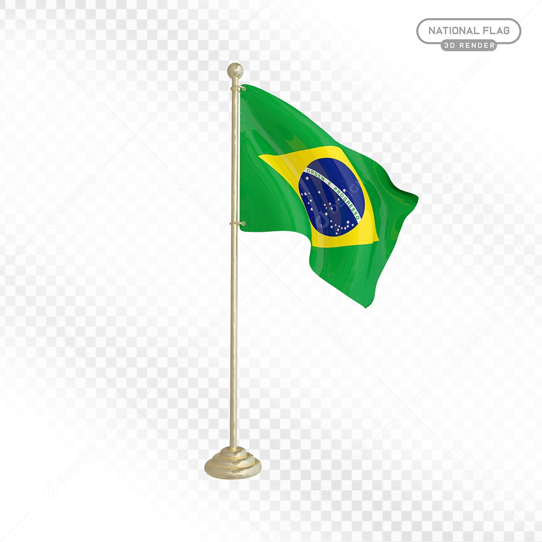 Elemento 3D Bandeira do Brasil para Composição PSD