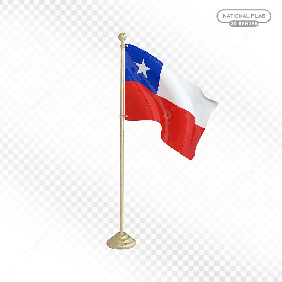 Elemento 3D Bandeira do Chile para Composição PSD