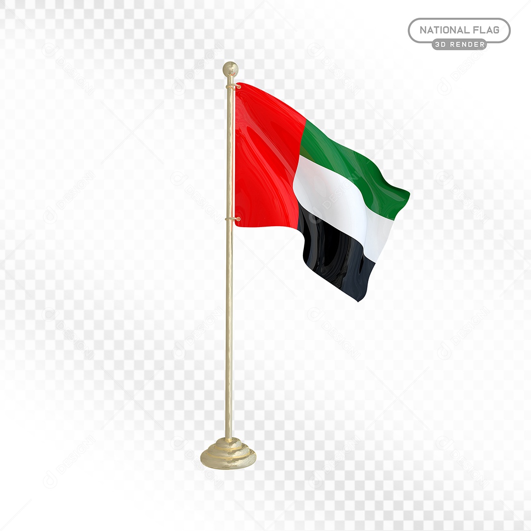Elemento 3D Bandeira do Emirados Árabes para Composição PSD