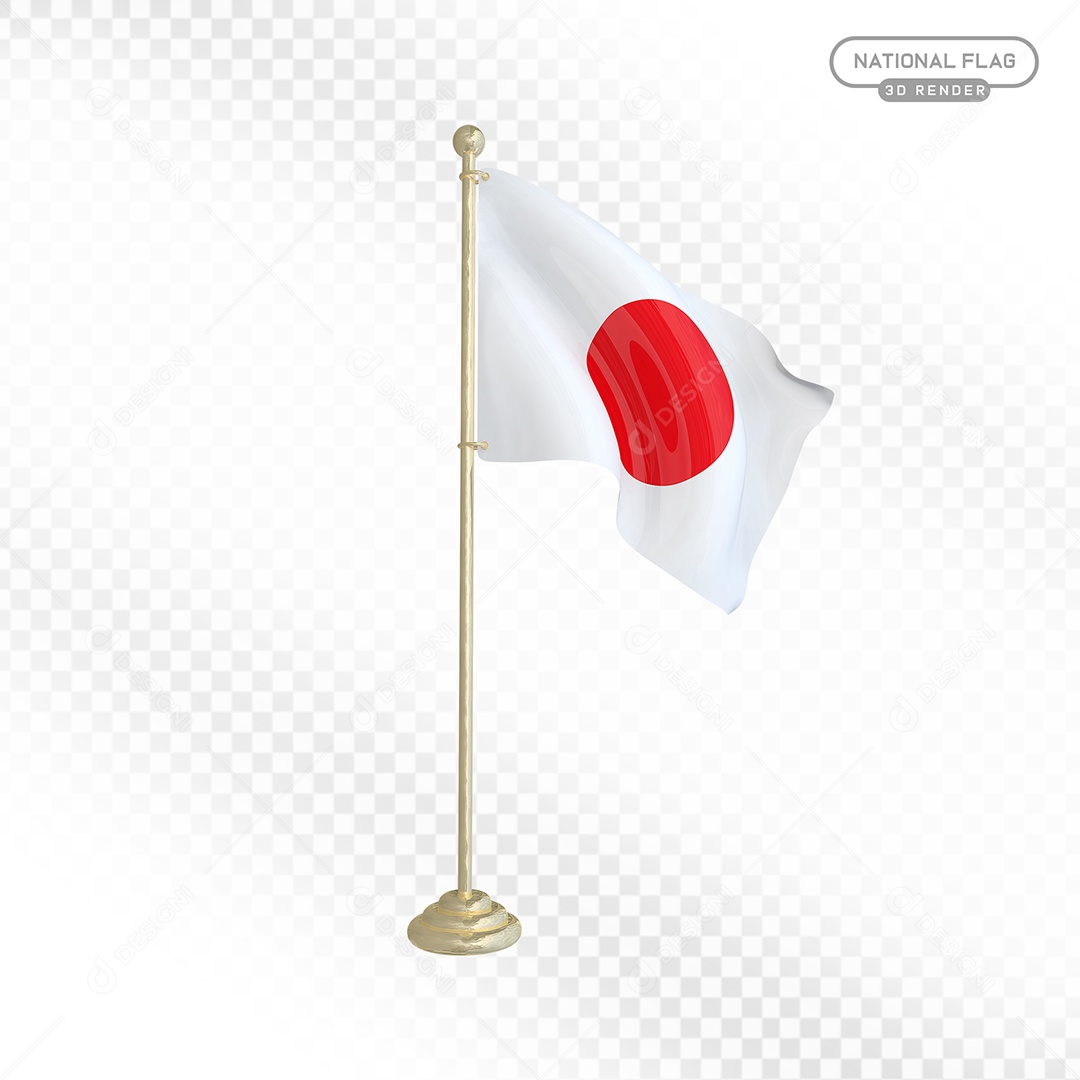 Elemento 3D Bandeira do Japão para Composição PSD