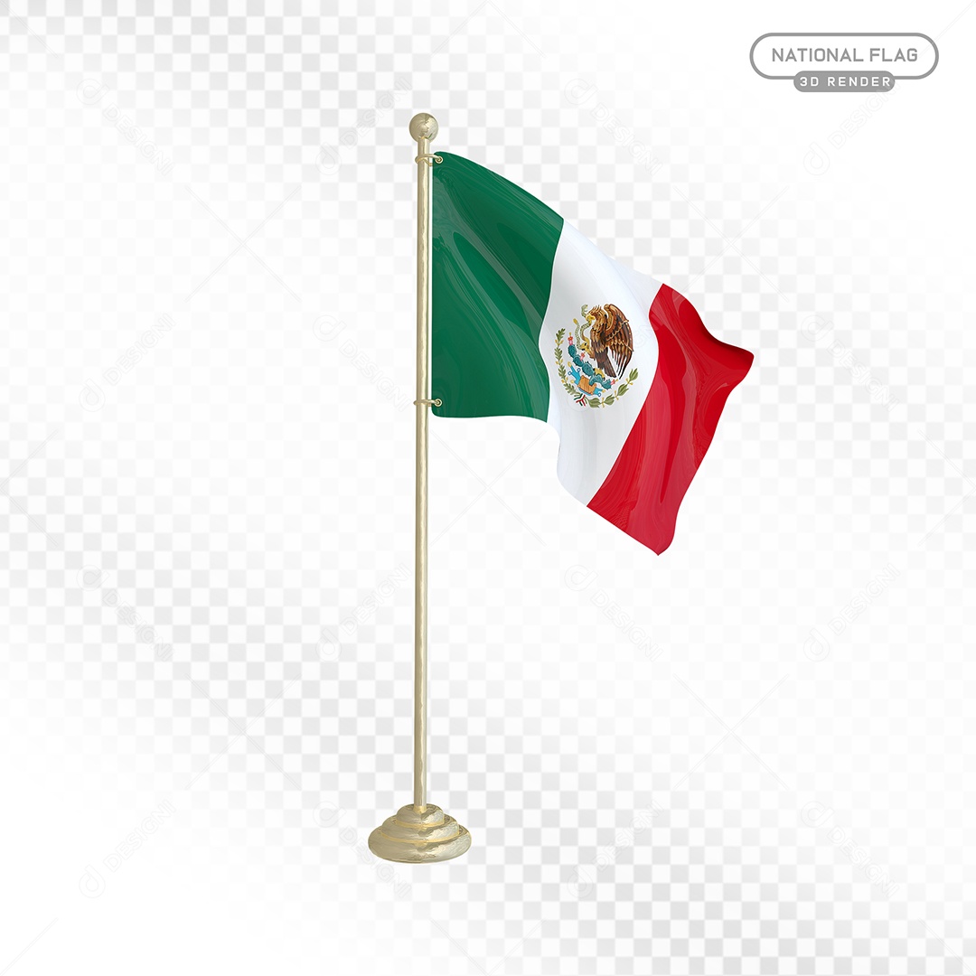 Elemento 3D Bandeira do México para Composição PSD