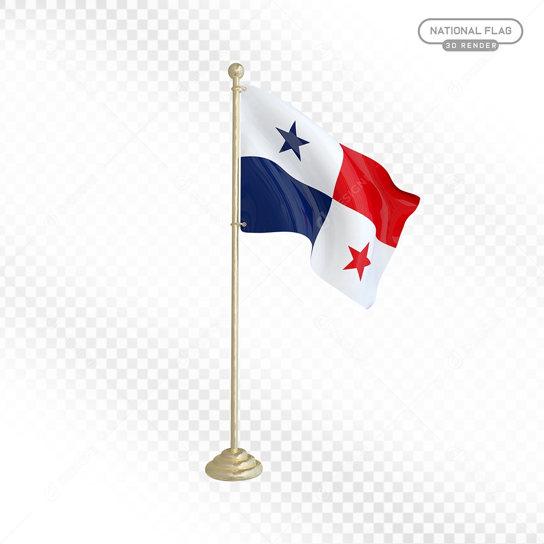 Elemento 3D Bandeira do Panamá para Composição PSD