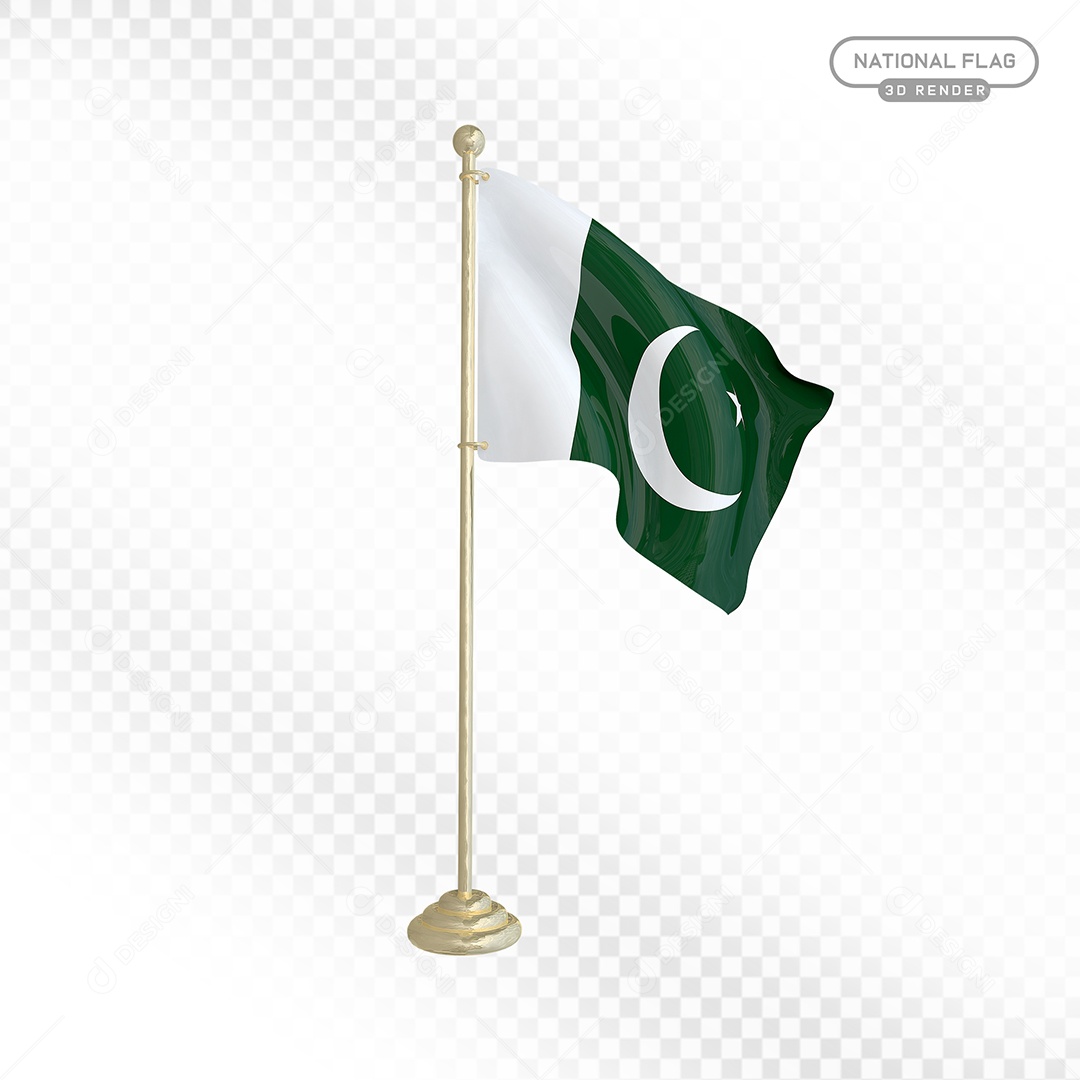 Elemento 3D Bandeira do Paquistão para Composição PSD
