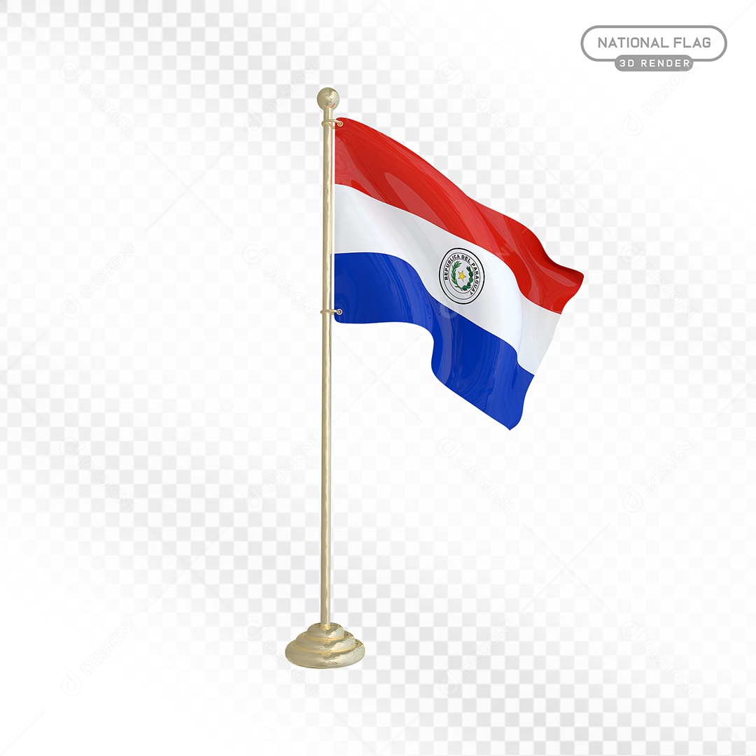 Elemento 3D Bandeira do Paraguaipara Composição PSD