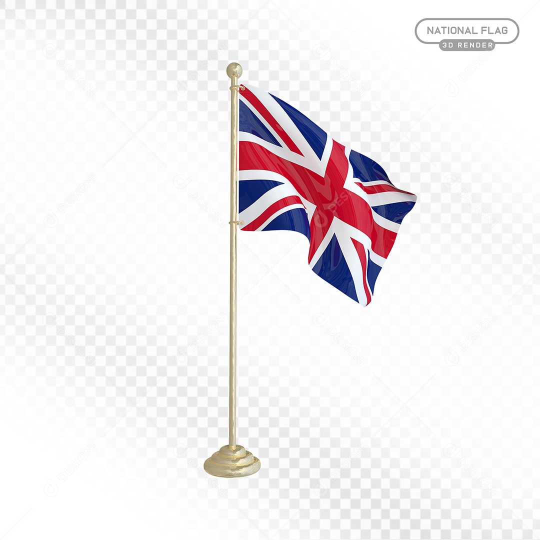 Elemento 3D Bandeira do Reino Unido para Composição PSD