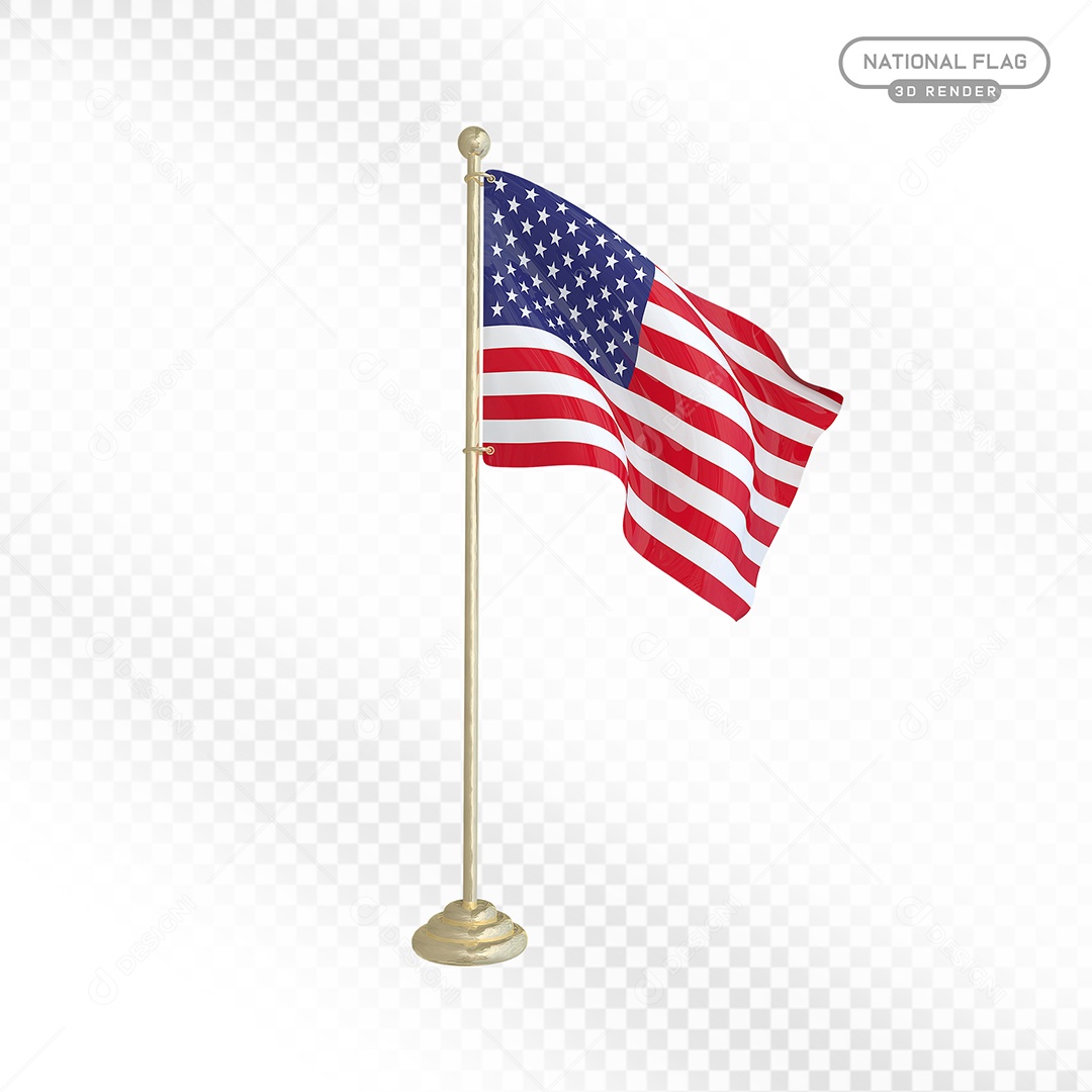 Elemento 3D Bandeira dos Estados Unidos para Composição PSD