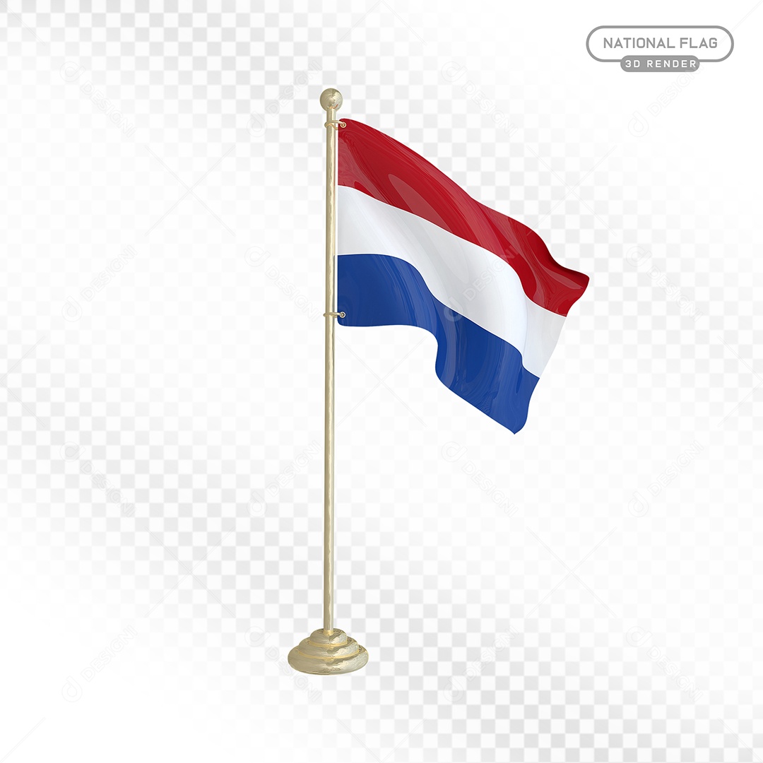 Elemento 3D Bandeira dos Países Baixos para Composição PSD