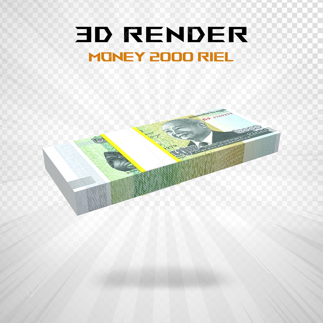 Elemento 3D Nota de 100 Dólar para Composição PSD