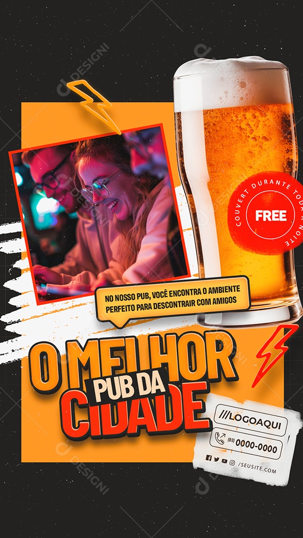 Story O Melhor Pub da Cidade Social Media PSD Editável